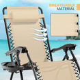 thumbnail image 4 of Magshion Folding Zero Gravity Chairs Set of 2, Outdoor Reclining Camping Chairs, Patio Lounge Recliners with Side Table & Cup Holder Tray, Cream, 4 of 13
