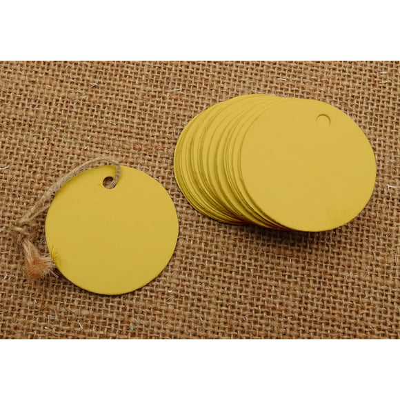 100 Pcs Round Blank Cardstock Hang Tag Wedding Party Favor Gift Tags With Free Natural Jute Twine - Colors Available