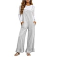 thumbnail image 2 of Gamivast Wide Leg Jumpsuit for Women with Pockets Sleeveless Spaghetti Strap Loose Fit Ruffle Hem Casual Romper Overalls White L, 2 of 8