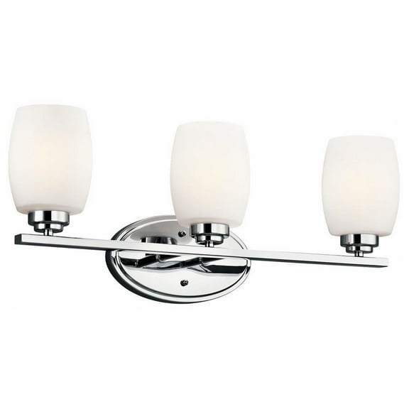 3 Light Vanity Light Approved for Damp Locations with Contemporary Inspirations 9 inches Tall By 24 inches Wide-Chrome Finish-Incandescent Lamping