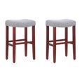thumbnail image 1 of 29" Upholstered Saddle Seat Bar Stool (Set of 2) in Gray, 1 of 6