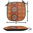 thumbnail image 4 of Orange Chair Seating Cushion Set of 2, Indigenous Cultural Motif Pattern Traditional Borders, Seat Pads for Office with Anti-slip Backing, 16"x16", Orange Yellow and White, by Ambesonne, 4 of 7