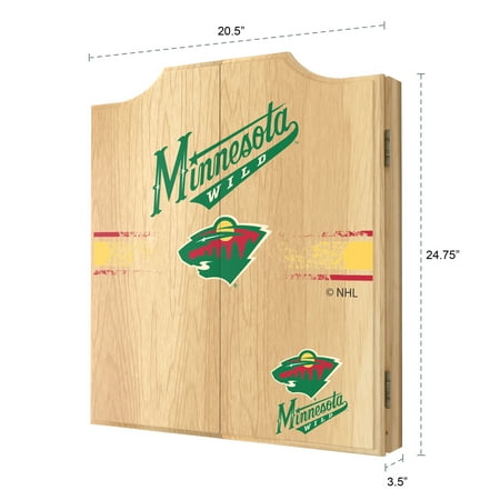 Minnesota Wild NHL  Dart Cabinet Set with Darts and Board - Red, Forest Green, Wheat