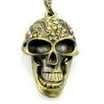 thumbnail image 3 of Vintage Biker Punk Bronze Skull Pendant Necklace With Rhinestones - Men Women, 3 of 4