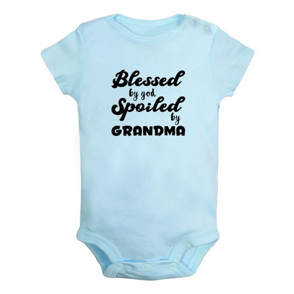 iDzn Blessed By God Spoiled By Grandma Funny Rompers For Babies, Newborn Baby Unisex Bodysuits, Infant Jumpsuits, Toddler 0-24 Months Kids One-Piece Oufits