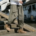 thumbnail image 6 of RUTAYY Men's Pants Retro Large Pockets Wide Leg Work Daily Wear Soft Comfortable Elegant Holiday Trousers, 6 of 7