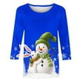 thumbnail image 5 of Darzheoy Womens Christmas Tops Mid-Length 3/4 Sleeve Lightweight Fall Winter Round Neck Hoodless Sweatshirts Printed Pullover Solid Color Graphic Loose Loungewear Blouses, 5 of 5