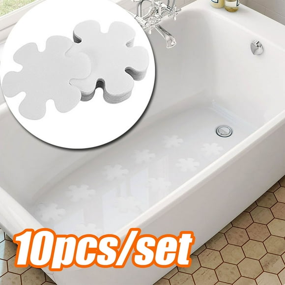 Cheers US 10Pcs Non-Slip Bathtub Stickers Adhesive Flower Print Bath Treads Non Slip Traction to Tubs Bathtub Stickers Adhesive Decal Anti-slip Appliques for Bath Tub Showers, Pools, Boats