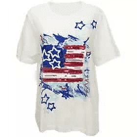 The Skyline Collection Sparkling Stars & Stripes Women's T-Shirt in White, Large