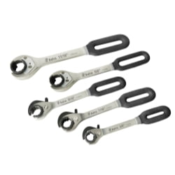 - 5PC RATCHET & RELEASE FLARE NUT WRENCH SET - SAE