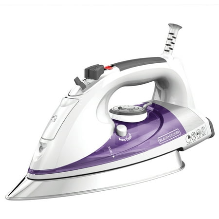 BLACK+DECKER Professional Steam Iron with Stainless Steel Soleplate and Extra-Long Cord, Purple,