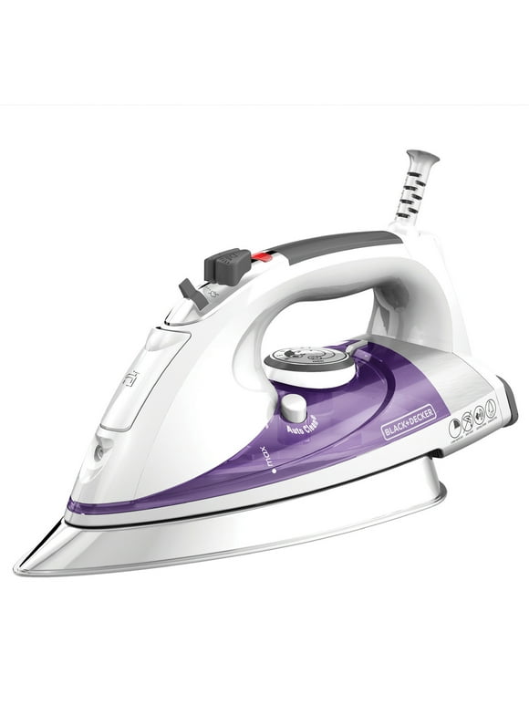 BLACK+DECKER Professional Steam Iron with Stainless Steel Soleplate and Extra-Long Cord, Purple, IR1350S