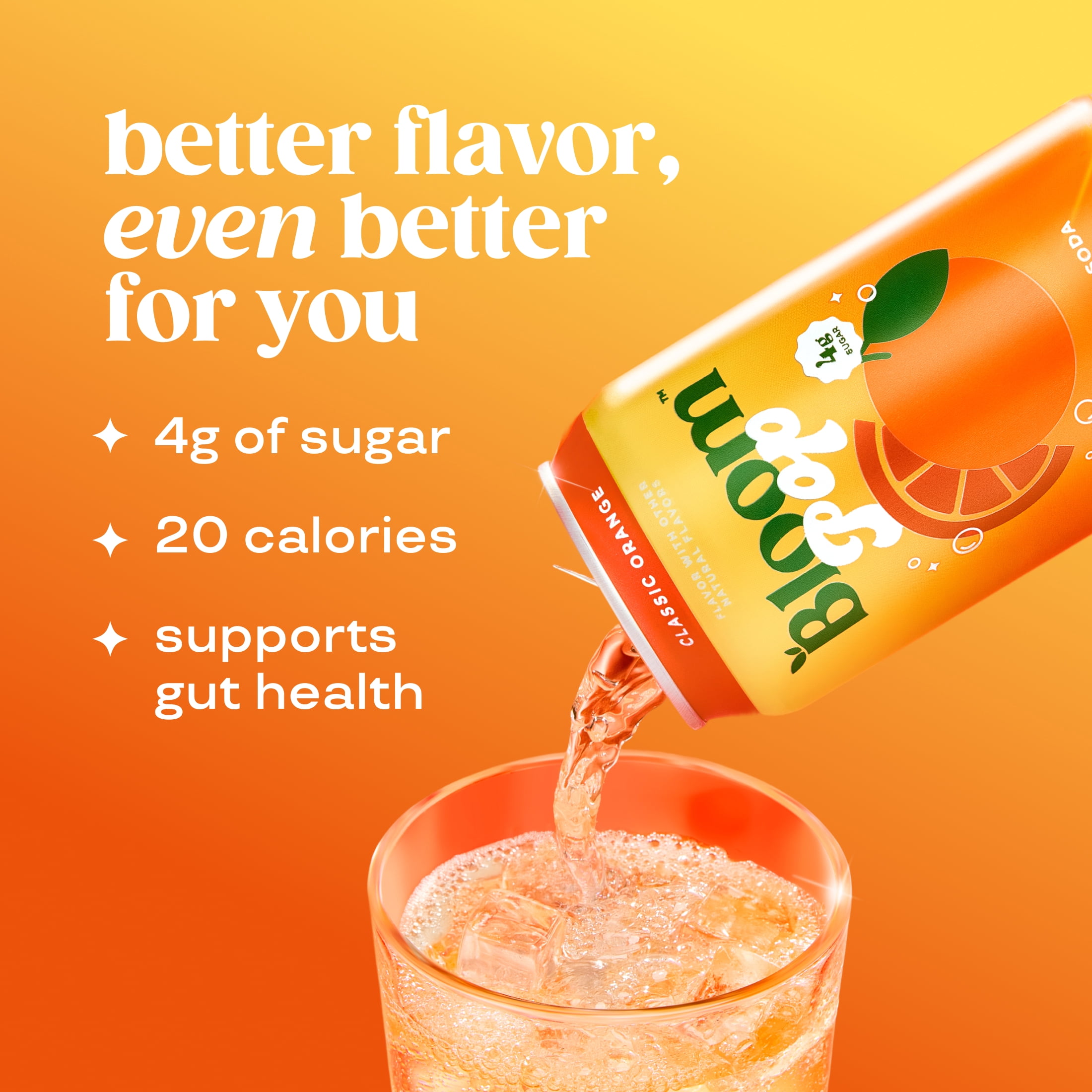 (12 pack) (12 pack) Bloom Pop Prebiotic Soda, Orange, 12 fl oz Can