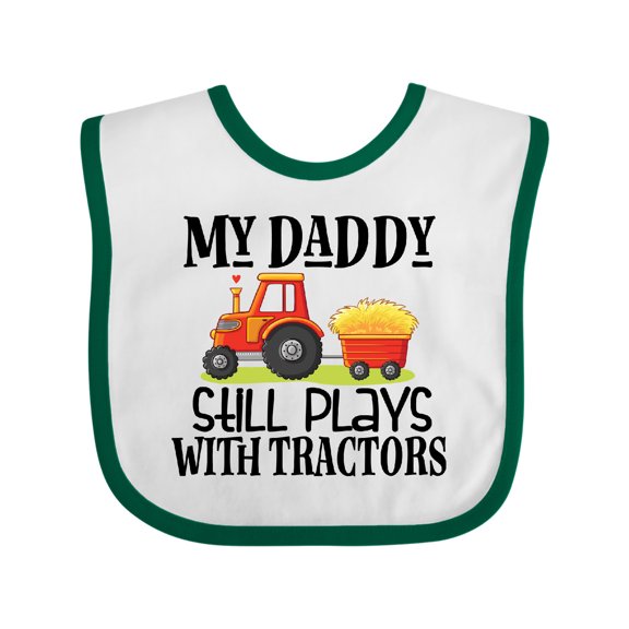 Inktastic Farming Daddy Plays with Tractors Boys or Girls Baby Bib