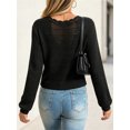 thumbnail image 3 of Long Sleeve V-neck Women Crochet Cardigan Casual Button Down Sweater, 3 of 4