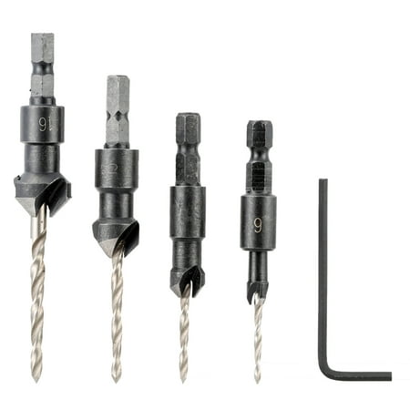 

4 Pcs/set Professional Countersink Drill Bit Set with Quick Change Hex Shank High Speed Steel Carbon Steel Counter Bore Woodworking Tool