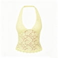 thumbnail image 5 of GUACER Lace Halter Tank Tops for Women, Sexy Deep V-Neck Sleeveless Camisole, Floral Mesh Overlay Slim Fit Vest, 5 of 5