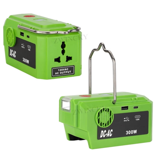 Inversor de Energía de 300W para Greenworks Batería de 40V DC 40V a AC Inversor de Batería de 110/220V-230V Iluminación de Emergencia para Acampar y Viajes