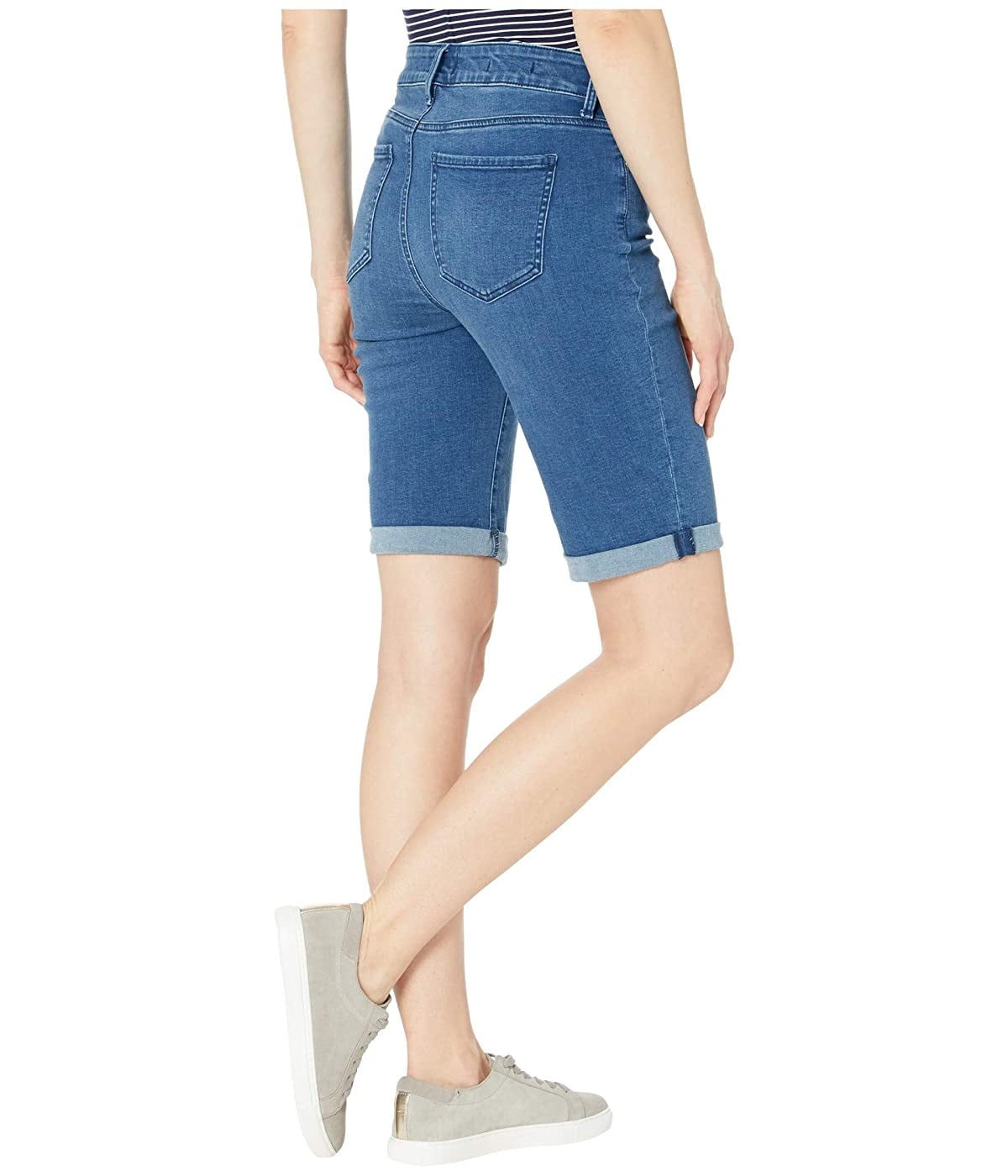 NYDJ Briella Denim Shorts with Mock Fly and Roll Cuff in Nevin Nevin -  Walmart.com