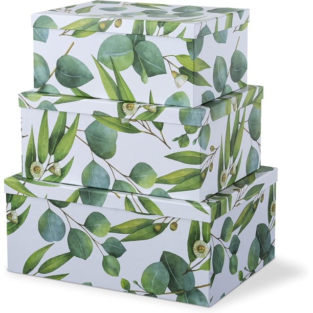 Cajas de Almacenamiento de Cartón Decorativas con Tapa para Decoración y Organización del Hogar, Juego de 3 Cajas de Recuerdos Grandes para Recuerdos y Regalos, Contenedores Florales,1