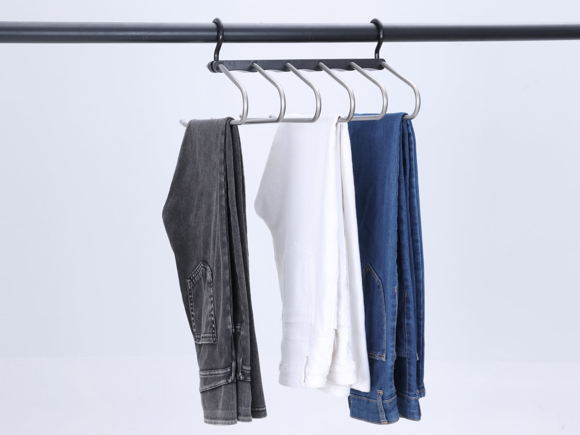 Unique Bargains Space Saving Non Slip Metal Pants Hangers 2 Pcs Black