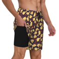 thumbnail image 2 of Yiaed Cute Small Farm Birds Print Mens Swim Trunks Bathing Suit Compression Liner Beach Swim Shorts Swimwear Quick Dry Zipper Pocket No-Chafing Board Short-, 2 of 6