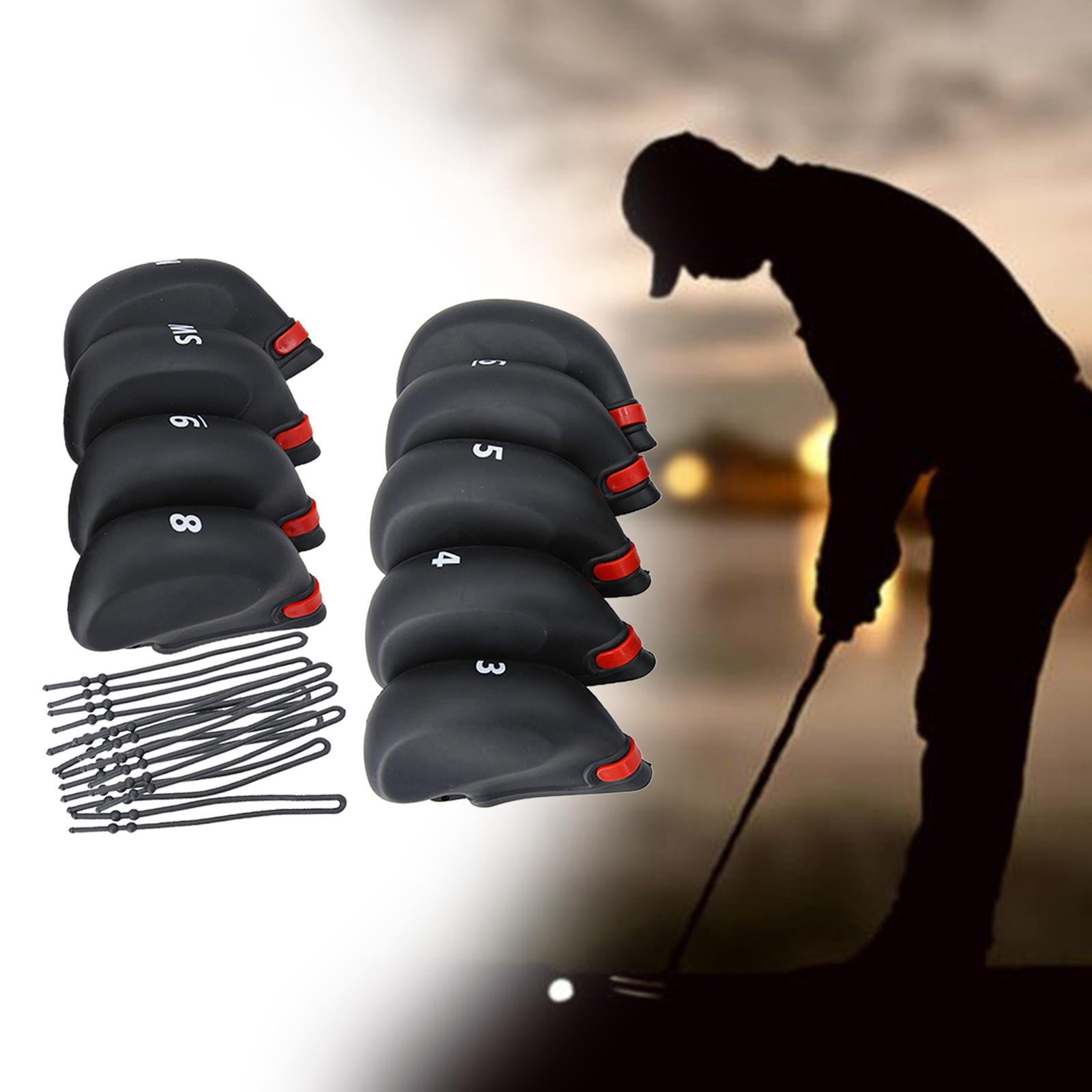 Axioma 9 Pieces Deluxe Golf Driver Headcover Accessories Set Leather Protector Waterproof