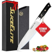Slice Series 8-Inch Chef Knife – High Carbon German Steel Blade with Ergonomic Pakkawood Handle, Available with Durable Polymer or Premium Leather Sheath Options (Chef Knife)