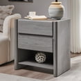thumbnail image 4 of Aitjunz 2 Drawers Modern Nightstand for Bedroom, 25" Tall Night Stand with Charging Station & Open Shelf, Rounded Corner Design, Light Grey, 4 of 7