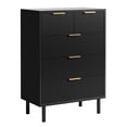 thumbnail image 1 of QinaQin Commode Garde-Robe à 5 Tiroirs avec Motif Ondulé, Armoire de Rangement Moderne en Bois avec Pattes en Métal pour Chambre et Entrée, 1 of 7