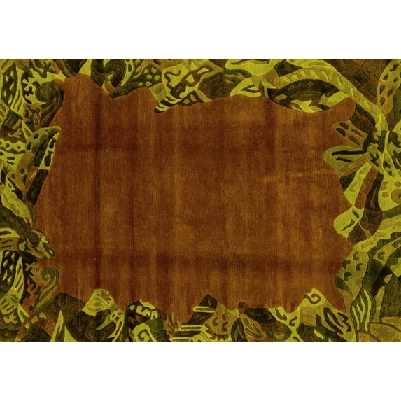 Ahgly Company Indoor Rectangle Abstract Yellow Modern Area Rugs, 7' x 9'