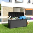 thumbnail image 2 of PurelyGoods 100 Gallon Deck Box, Large Resin Outdoor Storage Box Waterproof, Outside Deck Box with Lockable Lid for Patio Furniture, Pool Tools, Outdoor Equipments and Garden Tools, 2 of 15