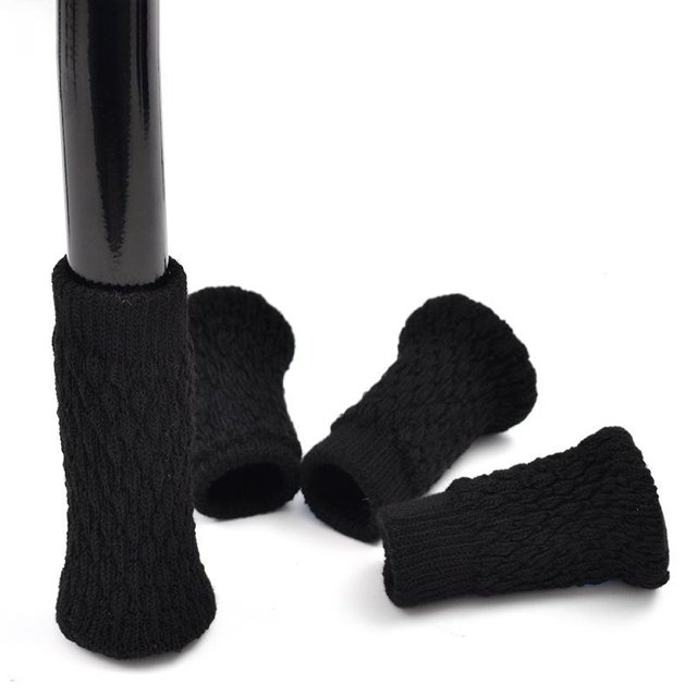 ZHAOCHENG Pie de silla de punto Funda de lana de silicona Revestimiento de suelo Engrosamiento Resistente al desgaste Antideslizante Taburete silencioso Silla Taburete de fieltro, Negro
