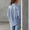 thumbnail image 4 of Blouse Ample, Col à Revers Cardigan Rayé pour Femmes pour Usage Quotidien Bleu S, 4 of 7