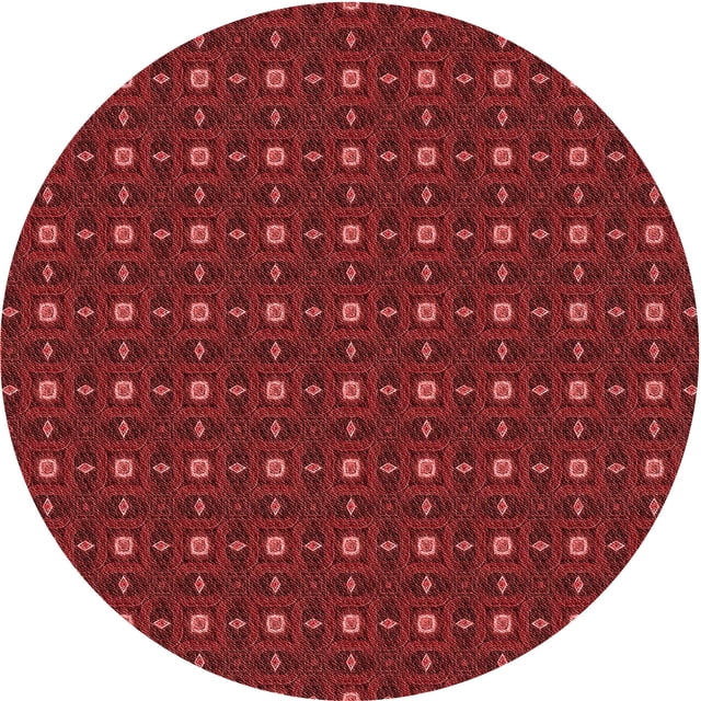 Ahgly Company Tapis Rond Lavable en Machine Intérieur Transitionnel Rouge Canneberge, 3 Pieds Rond