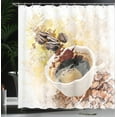 thumbnail image 4 of Ambesonne Coffee Shower Curtain, Paint Blots Stains Beans, 69"Wx70"L, Multicolor, 4 of 5