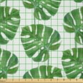 thumbnail image 2 of Ambesonne Jungle Leaves Fabric by the Yard Microfiber, Big Monstera Fronds, 2 Yards, Peacock Green, 2 of 2
