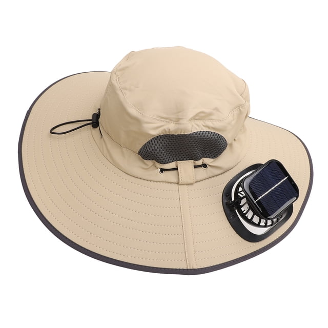 Sombrero Para El Sol Con Ventilador Solar Ajustable De 3 Velocidades, Sombrero De Cubo Impermeable De Ala Ancha UPF50 Con Solapa Extraíble, Para Acampar, Senderismo