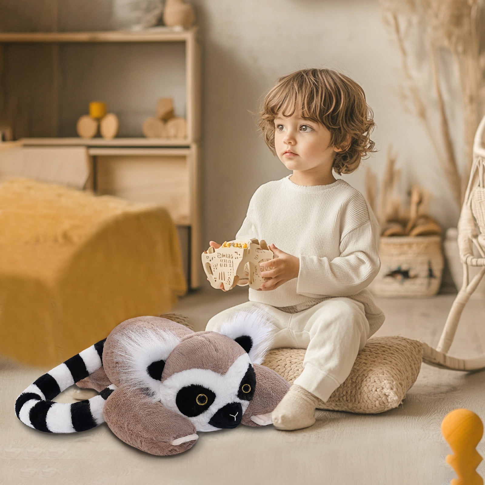 Niuniu Daddy Weighted Lemur Stuffed Animal- 20"Large Cute Plush Toys 3.3-Pound Giant Weighted Plushie Body Pillow with Soft Faux Fur, Gift for Kids, Adults & Girls, Thanksgiving Christmas Gift