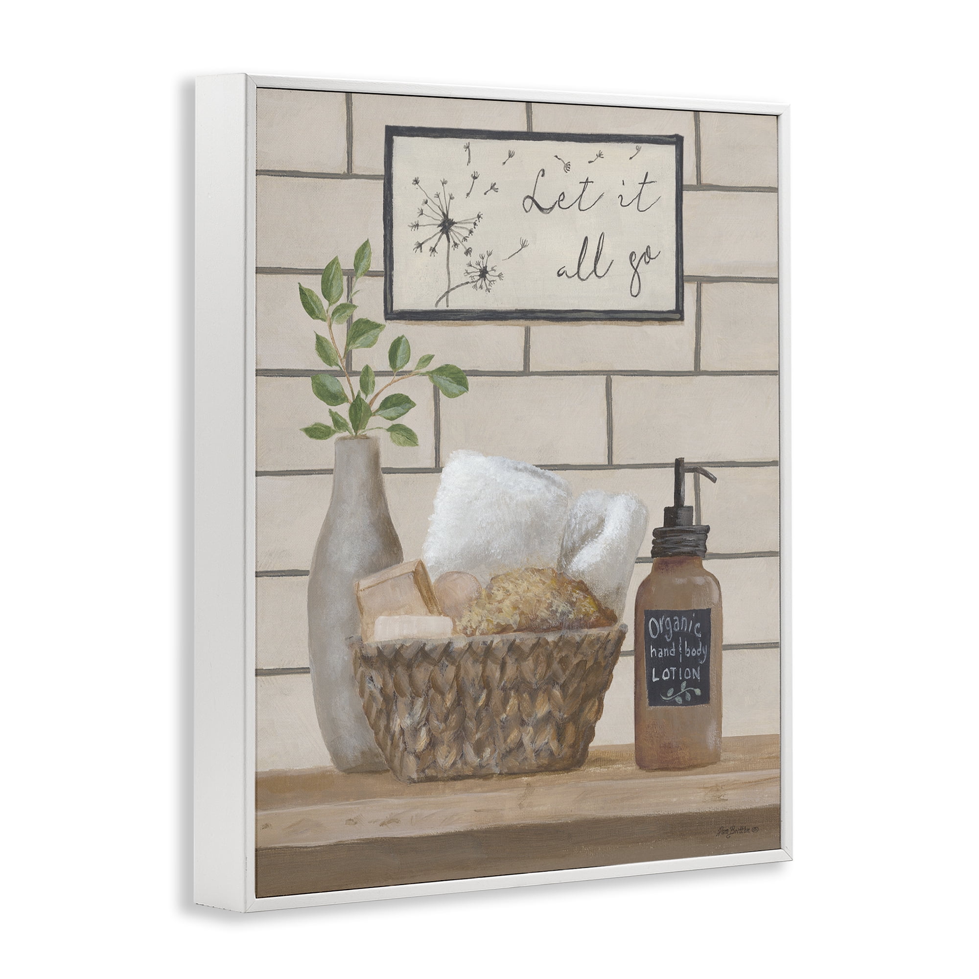 Stupell Industries Let It Go Bath Typography Painting White Framed Art Print Wall Art, 11 x 14