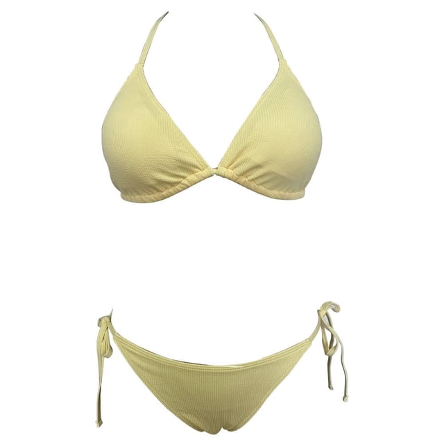 Traje de Baño Ocean Pacific para Mujer Bikini con Textura y Cintas Ajustables en Top y Bikini Amarillo Talla CH 2 Piezas