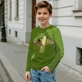 thumbnail image 5 of POLERO T-Rex Dinosaur Toddler Boy Long Sleeve Shirts 2-Pack Boys Brown Green Pullover T-Shirt Graphic Kids Soft Basic Tops for 15-16 Years, 5 of 6