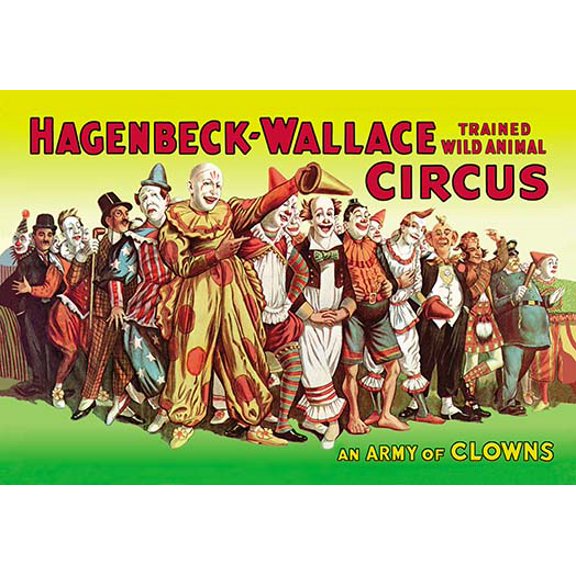 An Army of Clowns: Hagenbeck-Wallace Trained Wild Animal Circus Museum quality giclee print canvas wrap(20" x 30")