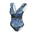 thumbnail image 4 of Yiaed The Starry Night Print Women's Ruffled One Piece Swimsuit V Neck Swimwear Slimming Monokini for Woman-XX-Large, 4 of 8