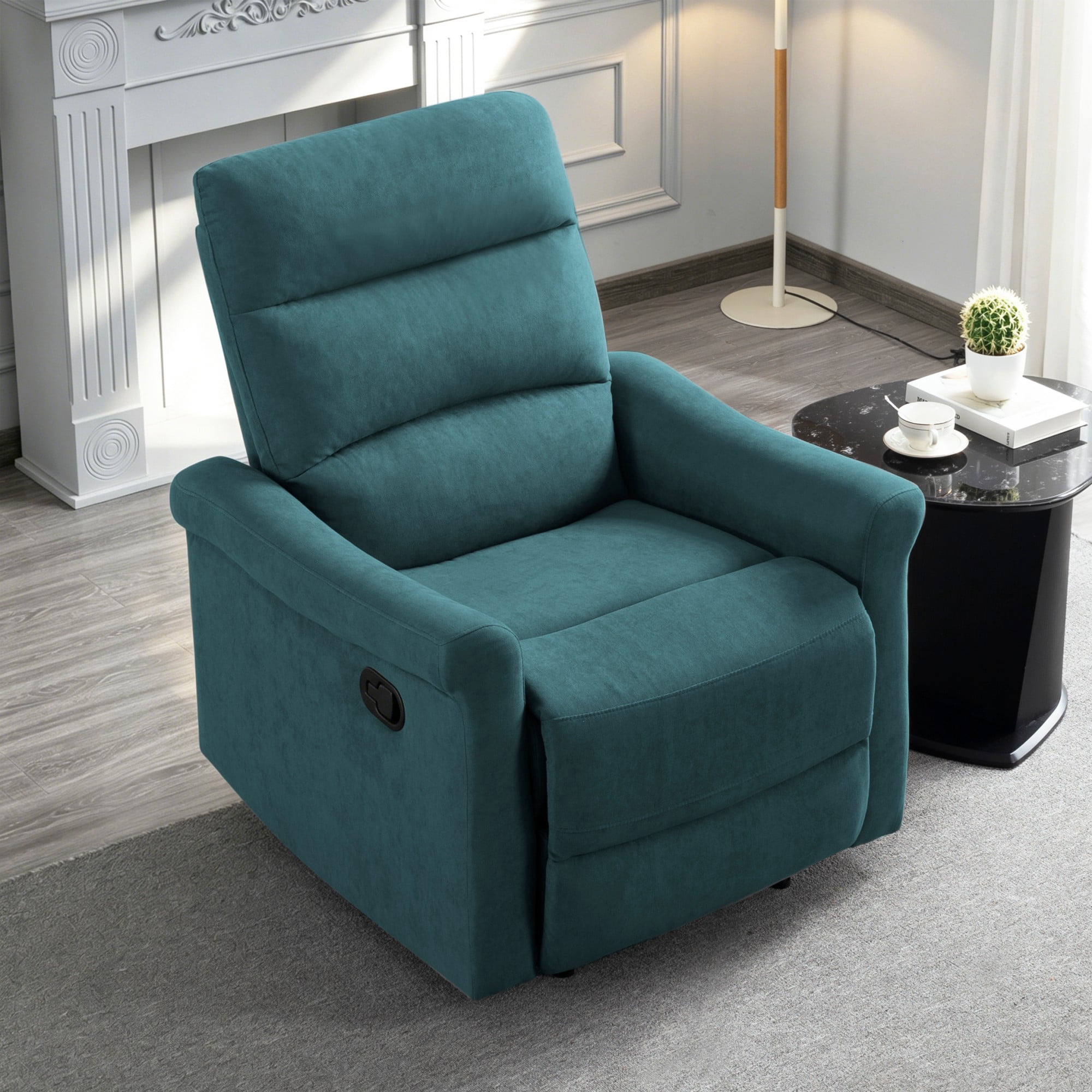 Gewnee 31.89" Manual Recliner Chair, Adjustable Reclining Lounge Chair, Linen Upholstered Wood & Metal Frame Single Sofa Recliner for Living Room, Office, Green
