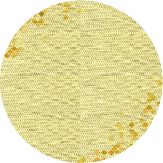 Ahgly Company Tapis Rond Lavable en Machine Intérieur Transitionnel Jaune Soleil, 3 Pieds Rond
