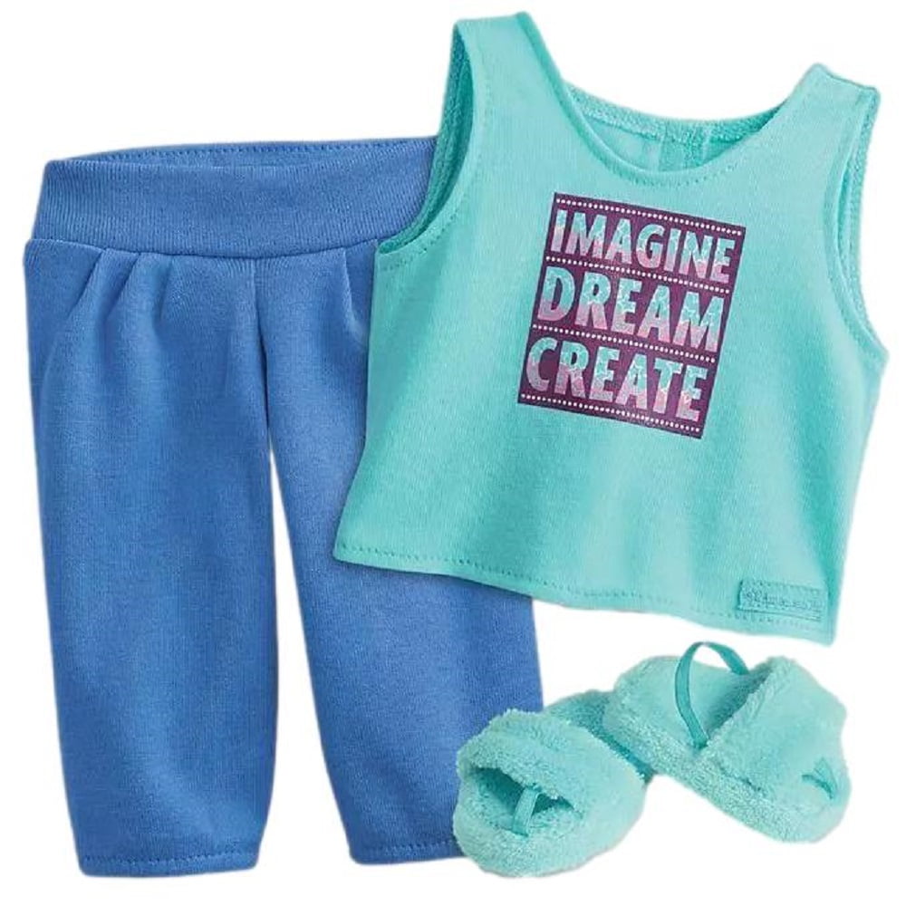 American Girl Doll Outfit Gabriela's PJs for 18" Truly Me Dolls Blue Pajamas Slippers
