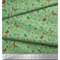 thumbnail image 3 of Soimoi Green Cotton Cambric Fabric Flower & Butterfly Printed Fabric 1 Yard 56 Inch Wide, 3 of 3