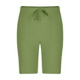 thumbnail image 6 of Mens Shorts Athletic Drawstring Waist Cotton Linen Solid Color Casual with Pockets Short Pants Green XXL, 6 of 6