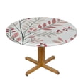 thumbnail image 3 of PIKWEEK  Round Tablecloth Fitted Waterproof Table Cover Watercolor Pink Botanical Leaves,Elastic Edged Washable Table Cloths for Kitchen Dinning Picnic Party Decor Plant Foliage Berry on White, 3 of 7